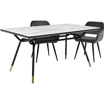 Abbildung von Kare Design Esstisch South Beach Marmor Look, 6 Personen, Industrial Design, Glas Faserplatte, Stilvoll, Praktisch, Esszimmer, Konferenztisch, Stahl, 160x90x75 cm (H/B/T)