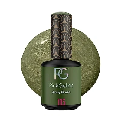 Abbildung von Pink Gellac UV Gel Nagellack 115 Army Green 15 ml Grün Nail Polish Gelnagellack für Lampe Einfache Anwendung Lack Made in Holland