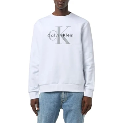 Abbildung von Calvin Klein Jeans Monologo Sweatshirt, Herren, Größe: XL, Brilliant white