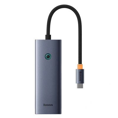 Abbildung von Baseus UltraJoy 5 in 1 USB C Hub 4K 30Hz 100 Watt Aufladen Dockingstation Space Grey Kunststoff / Grau