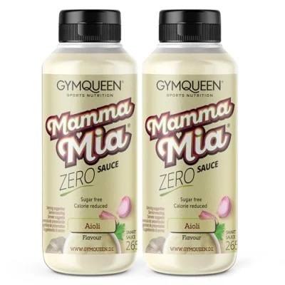 Abbildung von GymQueen Mamma Mia Zero Sauce 2x265ml, kalorienarm, ohne Fett &amp; Zucker, zum Verfeinern von Gerichten oder als Salat Dressing, vegetarisch, Aioli