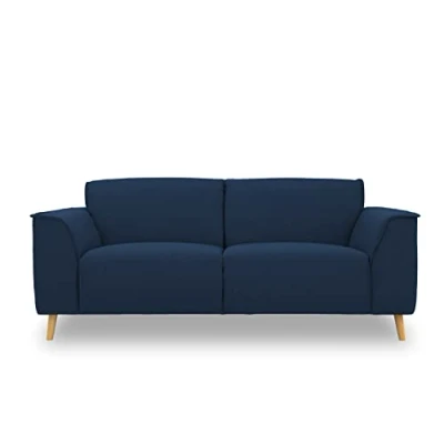 Abbildung von DOMO. collection Sofa Jules FK 2, 5 Sitzer, 5er Couch in skandinavischer Optik, mit Federkernpolsterung, Garniur Holzfüßen, 193 x 90 81 cm (BxTxH), dunkelblau