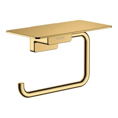 Abbildung von hansgrohe Toilettenpapierhalter AddStoris, Klopapierhalter mit Ablage, Brushed Bronze, 1 Rolle