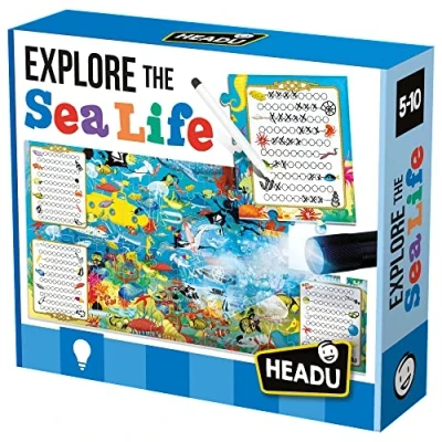 Abbildung von Headu IT22311 Entdecken Sie das Leben im Meer Animals Puzzle erkunden, Mehrfarbig