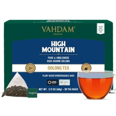 Abbildung von VAHDAM, Hochgebirgs Oolong Tee (30 Pyramidenteebeutel), 100% Reiner, Ungemischter Aufguss Frisch Verpackt In Indien Heiß, Kalt Oder Als Kombucha