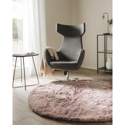 Abbildung von benuta Nest Hochflorteppich Whisper Kunstfaser rund &amp; im Style: Uni, Elegant Pflegeleicht für Wohnzimmer Schlafzimmer, Rosa, ø 80 cm
