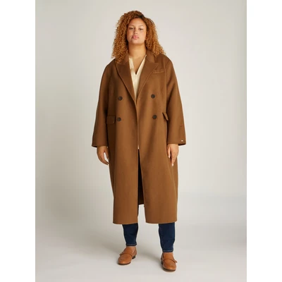 Abbildung von Tommy Hilfiger Curve COAT Klassischer Mantel, Damen, Größe: 46, Warm khaki