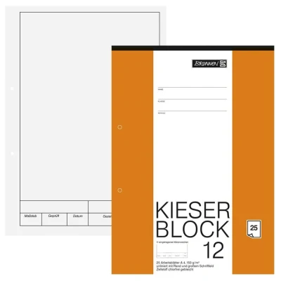 Abbildung von BRUNNEN Zeichenblock KIESER 080012, A4, 2 fach gelocht, mit Rand und Schriftfeld