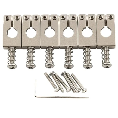Abbildung von Musiclily Ultra 10,5mm Messing PRS Style Tremolo Saitenreiter Saddles für Strat E Gitarre, Nickel(6er Set)