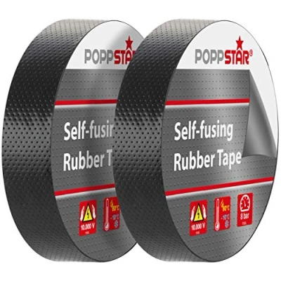 Abbildung von POPPSTAR 2x selbstverschweißendes Universal Isolierband und Dichtungsband, LxBxH 5m x 19mm 0,76mm, schwarz