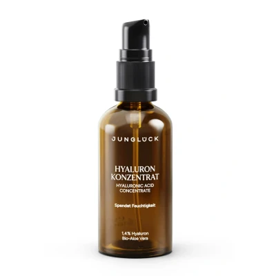 Abbildung von JUNGLÜCK Hyaluron Konzentrat Vegan Natürliches Hyaluronsäure Serum Gesichtsserum mit BIO Aloe Vera schenkt dir wertvolle Feuchtigkeit &amp; Frische Hyaluronic Acid reduziert trockene Haut