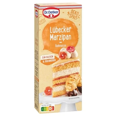 Abbildung von Dr. Oetker Lübecker Marzipan Rohmasse, 5 x 200 g, Rohmasse mit 53% Mandeln, zum Backen und Dekorieren von Torten, Kuchen &amp; Gebäck, Qualität aus Lübeck, vegan