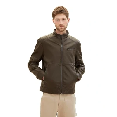 Abbildung von TOM Tailor Biker Kunstlederjacke, Herren, Größe: XL, Brown fake leather