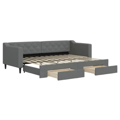 Abbildung von vidaXL Bett Tagesbett Ausziehbar mit Schubladen Dunkelgrau 80x200 cm Stoff