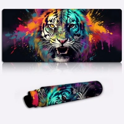 Abbildung von CHTXD Gaming Mauspad Mauspad, Splash Tiger, XXL (89,9 x 39,9 0,3 cm), erweitertes großes Spickzettel