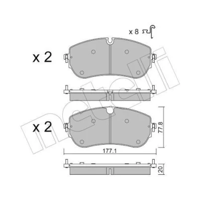 Abbildung von METELLI 22 1342 0 Bremsbelagsatz mit akustischer Verschleißwarnung LAND ROVER: Discovery Sport, Range Rover Evoque, JAGUAR: E Pace