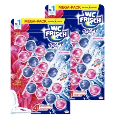 Abbildung von WC FRISCH Kraft Aktiv Duftspüler Blüten Frische (2 x 200 g) 400 g, Reiniger für Reinigung bei jeder Spülung, Duftsteine langanhaltend frischen Duft, + 50% Anti Kalk Effekt*