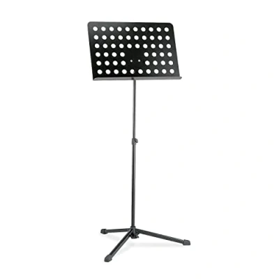 Abbildung von K&amp;M 12179 Orchesternotenpult Schwarz klappbarer Notenständer von 61 108 cm ausziehbar gelochte Notenplatte