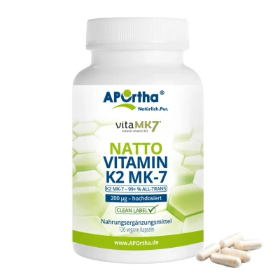 Abbildung von APOrtha® vitaMK7® Natto Vitamin K2 MK 7 200 µg vegane Kapseln Menaquinon 120 St