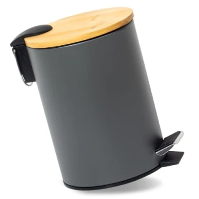 Abbildung von GREELUE 3L Kosmetikeimer Metall, Badezimmer Mülleimer mit deckel, Bad Absenkautomatik (Soft Close) (Grau 3L)