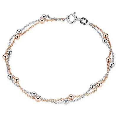 Abbildung von Materia Armkette Damen Kugeln Bicolor Rosegold SA 109, 925 Sterling Silber, rhodiniert, rosevergoldet
