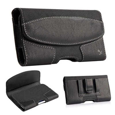 Abbildung von iPhone 8 Plus Ledertasche Cover Holster Leder Gürtelclip Pouch / horizontale schützende Handyhülle Tasche für Apple 7 6 (schwarz 5,5 &quot;)