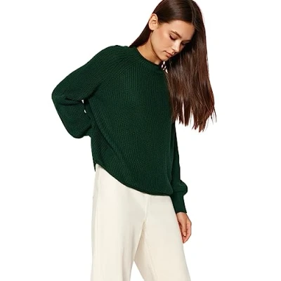 Abbildung von Trendyol Damen Regular fit Basic Crew Neck Knitwear Sweater Pullover, Emerald, S
