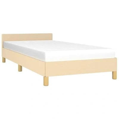 Abbildung von vidaXL Bettgestell mit Kopfteil, Bettrahmen Lattenrost, Bett Polsterbett Stützbeinen, Schlafzimmerbett Einzelbett, Creme 90x200cm Stoff