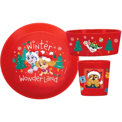 Abbildung von KOZIOL Kindergeschirr Set Kleiner Teller + Schale Becher CONNECT PAW PATROL WINTER WONDERLAND (3 tlg), 1 Personen, Kunststoff, Polypropylen, made in Germany, melaminfrei, klimaneutral, 3 Teile, für Person