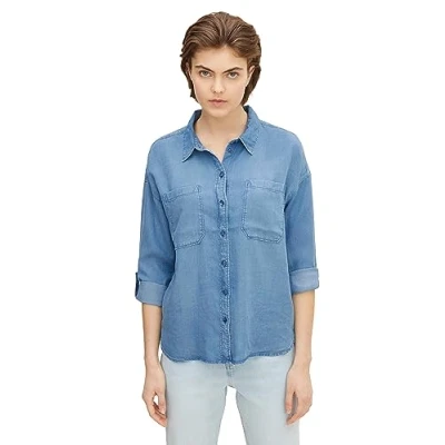 Abbildung von TOM Tailor denim Button DOWN Hemdbluse, Damen, Größe: Medium, Blue