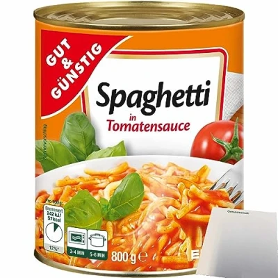 Abbildung von Gut&amp;Günstig Spaghetti in Tomatensauce (800g Dose) + usy Block