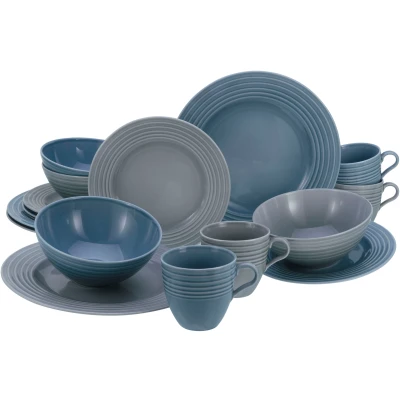 Abbildung von CreaTable Kombiservice &quot;Geschirr Set Stripes Colors&quot;, (Set, 16 tlg., Kaffeeservice und Tafelservice im Set, für 4 Personen), Service, umlaufendes Rillenrelief, Teile, Personen