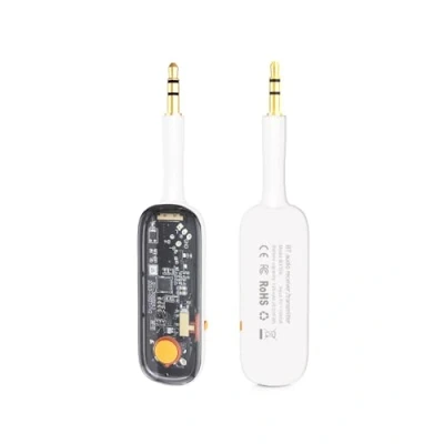 Abbildung von Bluetooth 5.3 Transmitter Empfänger Adapter, 2 in 1 Aux Sender Klinke 3,5, aptX LL &amp; HD, kabelloses Audio Receiver für Stereoanlage/Flugzeug/Auto/Gym