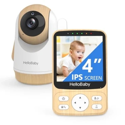 Abbildung von HelloBaby Babyphone mit Kamera ohne WiFi, Temperaturüberwachung &amp; 300m Reichweite, 26h Akku IR Nachtsicht, Zweiwege Sprechfunktion Vox Modus für Sicherheit Babyschlaf