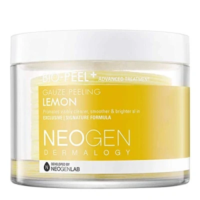 Abbildung von DERMALOGY by NEOGENLAB Bio Peel Mull Peeling Pads (Zitrone, 30 Pads) und aufhellendes Pad mit PHA &amp; Zitrone Zitronengras Koreanische Hautpflege