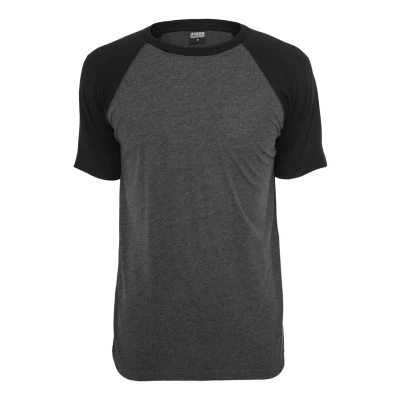 Abbildung von Urban Classics Raglan Contrast Tshirt print, Herren, Größe: Medium, Mottled grey/ black