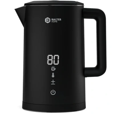 Abbildung von Balter Wasserkocher WK 11BL LCD, 1.5 l, 2200 W, Edelstahl Wasserkocher, Temperatureinstellung, 40 100C, Doppelwand