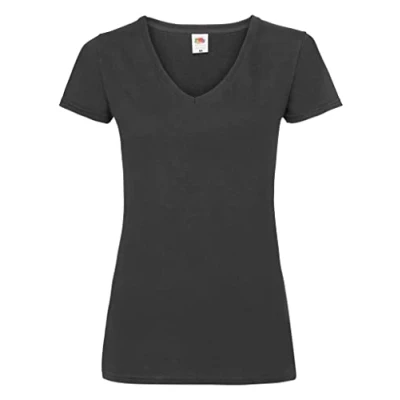 Abbildung von Fruit of the Loom Lady Fit Valueweight Damen T Shirt, V Ausschnitt (S) (schwarz)