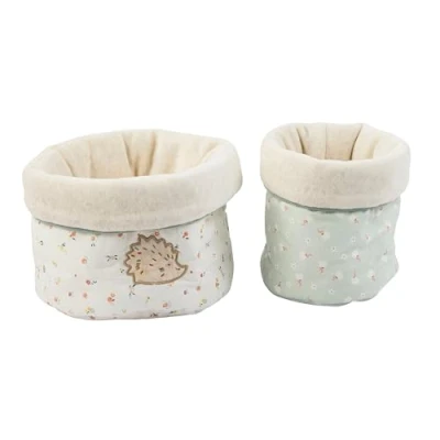 Abbildung von Nattou Aufbewahrungs Körbe aus Baumwolle und Velours, Igel Zoë, 2er Set, Ø 20 cm, Mila, Zoë Lana, Hellgrün