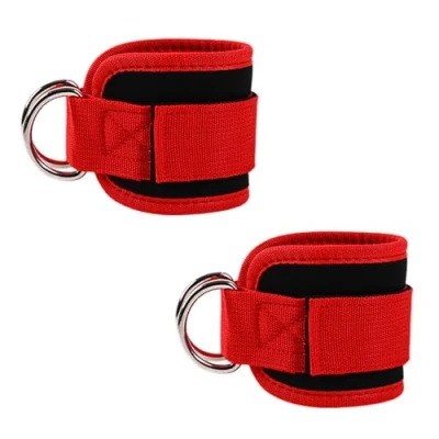 Abbildung von iCovalescent 2 Stück Fußschlaufen Kabelzug, Gewichtsmanschetten, Fitgriff Zughilfen, für Fitness, Fitnessstudio Workout Kabelmaschinen Krafttraining Equipment(Rot)