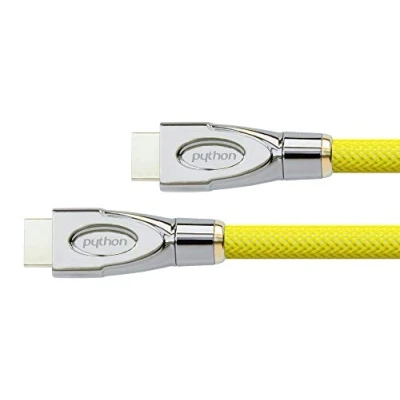 Abbildung von PYTHON® Series PREMIUM High Speed HDMI Anschlusskabel mit Ethernet 4K2K / UHD Ultra HD Full Kupferleiter (OFC), 3D Unterstützung, Dreifachschirmung, Nylongeflecht gelb, 2 m