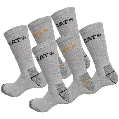 Abbildung von Caterpillar 6 Paar Arbeitssocken Mid Calf Wadenhöhe Sicherheitsschuhe Verstärkte Fersenzehen Frottee Baumwolle (Hellgrau, 39 42)