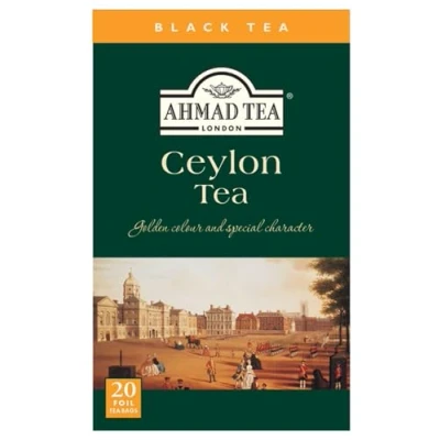 Abbildung von Ahmad Tea Ceylon Schwarzer Tee, 20 Teebeutel mit Band/Tagged, aromaversiegelt in Folie verpackt