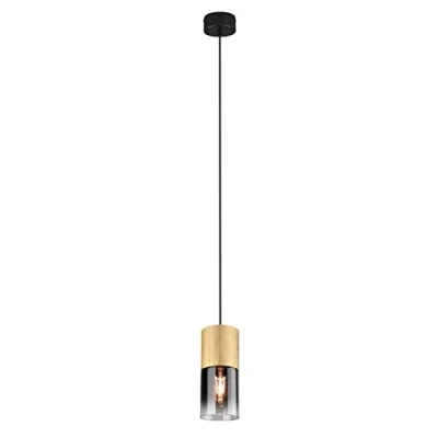 Abbildung von Trio Leuchten Pendelleuchte Robin 310630354, Metall Messing matt, Glas rauchfarbig, exklusiv 3x E27
