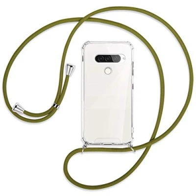 Abbildung von mtb more energy® Handykette kompatibel mit LG G8S ThinQ (LM G810, 6.21&#039;&#039;) Khaki Smartphone Hülle zum Umhängen Anti Shock Full TPU Case