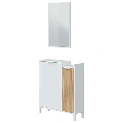 Abbildung von FORES HABITAT Garderoben Set in Artik Weiß/Natur 77x91x24 (BxHxT)