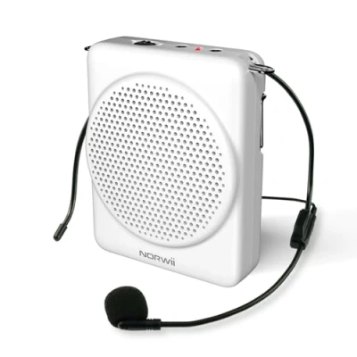 Abbildung von NORWII Mini Sprachverstärker Mikrofon Headset, 3 Stunden Schnellladung und bis zu 30 Wiedergabe, persönlicher (weiß)
