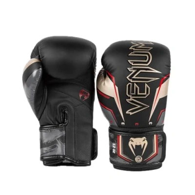 Abbildung von Venum, Elite Evo Boxhandschuhe, Unisex Erwachsene, 12 Oz, Schwarz/Gold/Rot