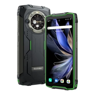 Abbildung von Blackview BV9300 PRO Outdoor Handy ohne Vertrag (100LM Taschenlampe), 16GB+256GB, 15080mAh Akku, 6.7&#039;&#039; 120Hz 2.3K Display, 64MP Kamera, IP68 Android 13 Wasserdichtes Smartphone, GPS NFC Grün