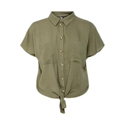 Abbildung von Pieces Kurzarm Pcpia Hemdbluse, Damen, Größe: XS, Deep lichen green